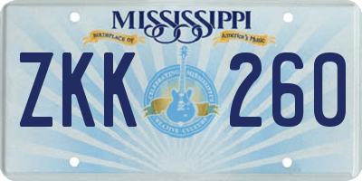 MS license plate ZKK260