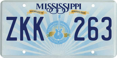 MS license plate ZKK263