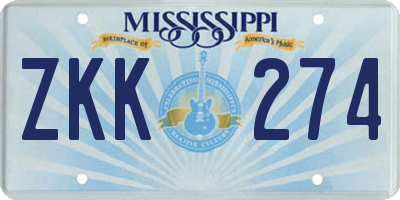 MS license plate ZKK274