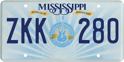MS license plate ZKK280