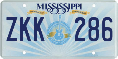 MS license plate ZKK286