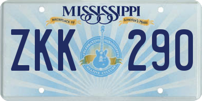 MS license plate ZKK290