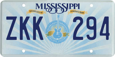 MS license plate ZKK294
