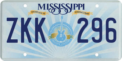 MS license plate ZKK296