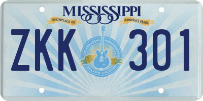 MS license plate ZKK301