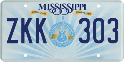 MS license plate ZKK303