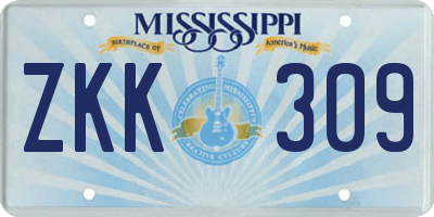 MS license plate ZKK309