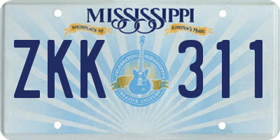MS license plate ZKK311