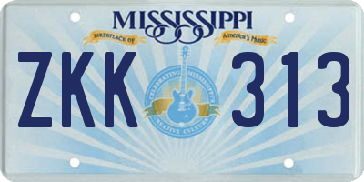 MS license plate ZKK313