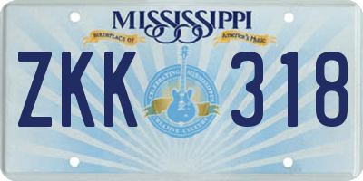 MS license plate ZKK318
