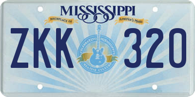 MS license plate ZKK320
