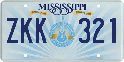 MS license plate ZKK321