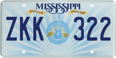 MS license plate ZKK322