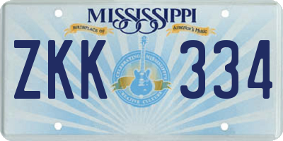 MS license plate ZKK334