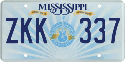 MS license plate ZKK337