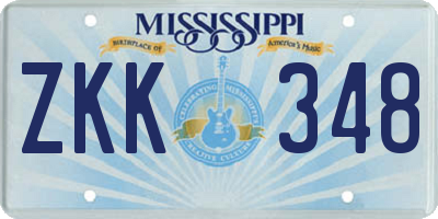 MS license plate ZKK348