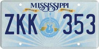 MS license plate ZKK353