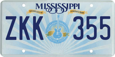 MS license plate ZKK355