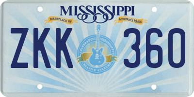 MS license plate ZKK360