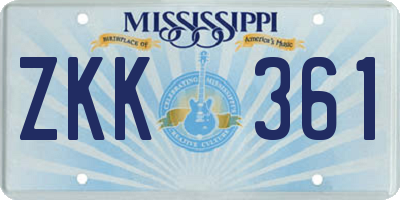 MS license plate ZKK361