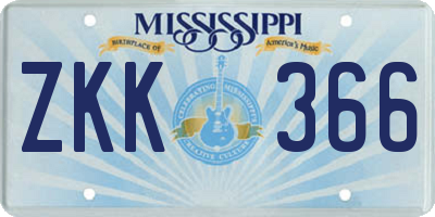 MS license plate ZKK366