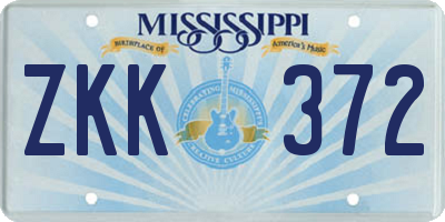 MS license plate ZKK372