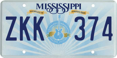 MS license plate ZKK374
