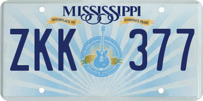 MS license plate ZKK377