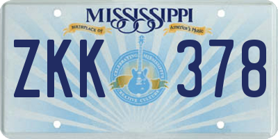 MS license plate ZKK378