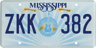 MS license plate ZKK382