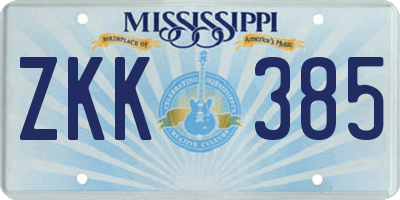 MS license plate ZKK385