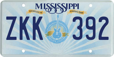 MS license plate ZKK392