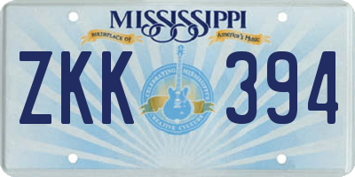 MS license plate ZKK394