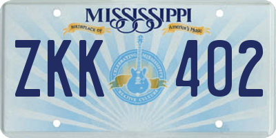 MS license plate ZKK402