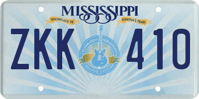 MS license plate ZKK410