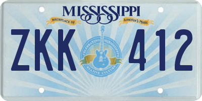 MS license plate ZKK412