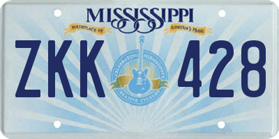 MS license plate ZKK428