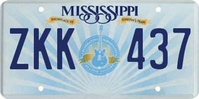 MS license plate ZKK437