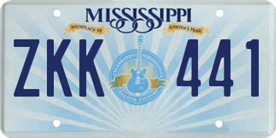 MS license plate ZKK441