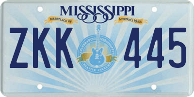 MS license plate ZKK445