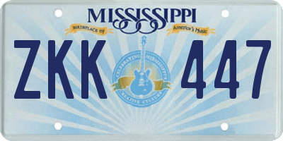 MS license plate ZKK447