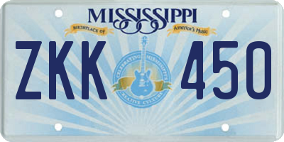 MS license plate ZKK450