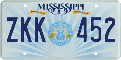 MS license plate ZKK452