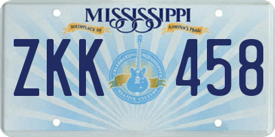 MS license plate ZKK458
