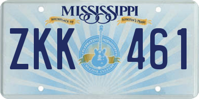 MS license plate ZKK461