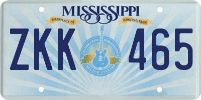 MS license plate ZKK465