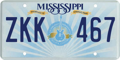 MS license plate ZKK467