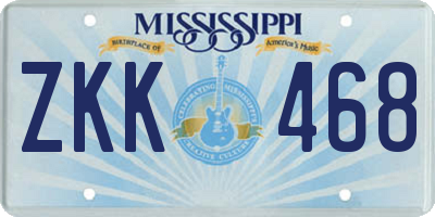 MS license plate ZKK468