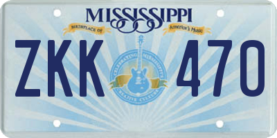 MS license plate ZKK470