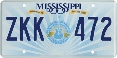 MS license plate ZKK472